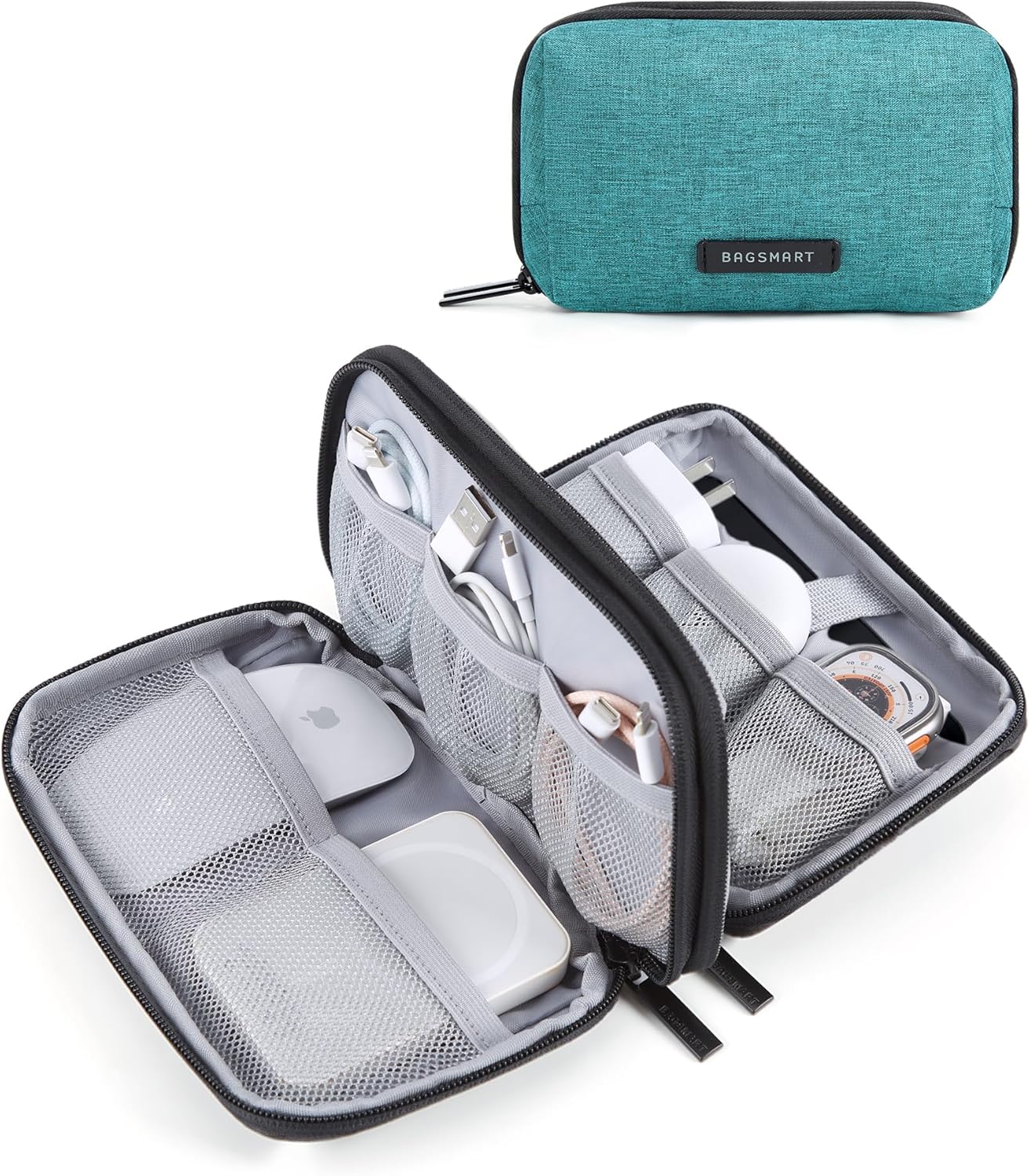 BAGSMART Electronics Organizer Travel Case, Cable Charger Cord Tech Organizer Pouch for Phone Charger Accessories, Black