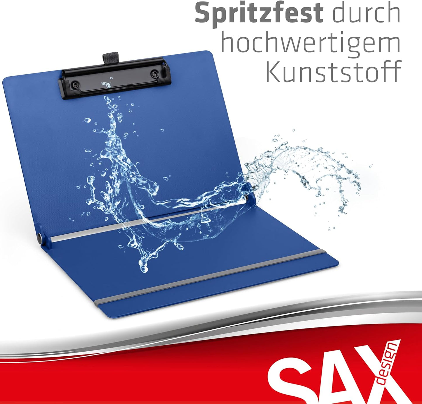 Sax Folding Clipboard Blueberry Clipboard A4 to A5 Portrait and Landscape Format Ideal for Travel and Business Holds 30 Sheets Includes Elastic Closure Band and Pen Loop Durable & Shockproof