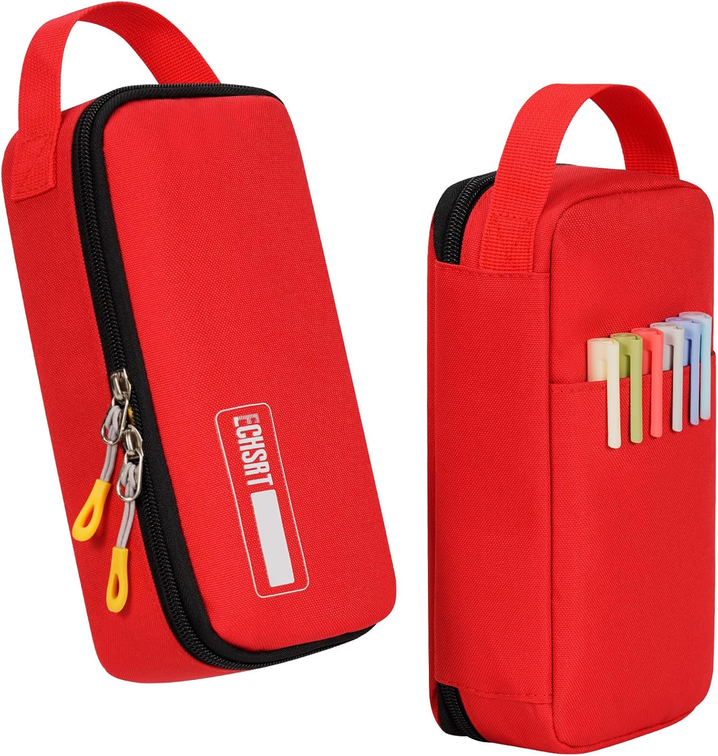 ECHSRT Big Pencil Case, Aesthetic Portable Zipper Pencil Bag with Hidden Pocket, Special Pouch for Men Women Adults, Stationery Organizer Pen Cases for Office Travel,Black