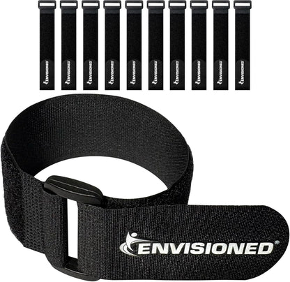 ENVISIONED Reusable Cinch Straps 2" x 40" - 6 Pack, Multipurpose Strong Gripping, Quality Hook and Loop Securing Straps (Black) - Colors B