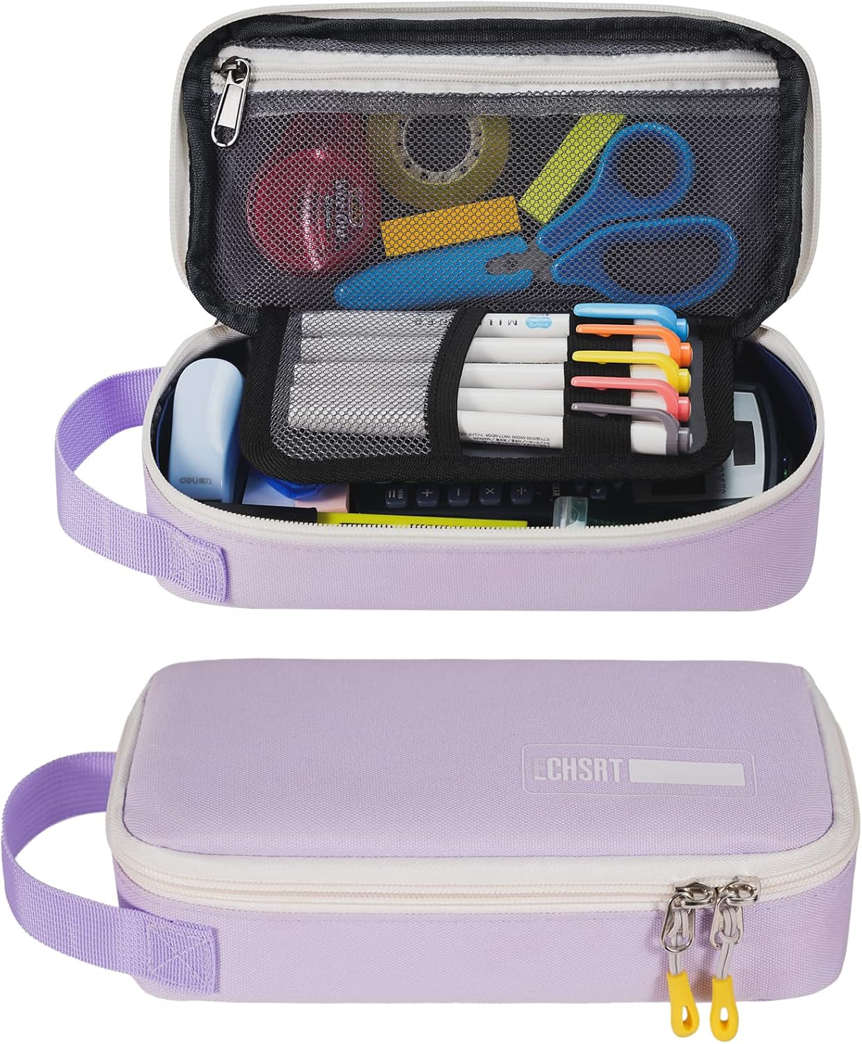 ECHSRT Large Pencil Case, Aesthetic Pen Pouch with Big Capacity, Minimalist Portable Stationery Bag with Handle for Office Organizer Aesthetic Pencil Cases