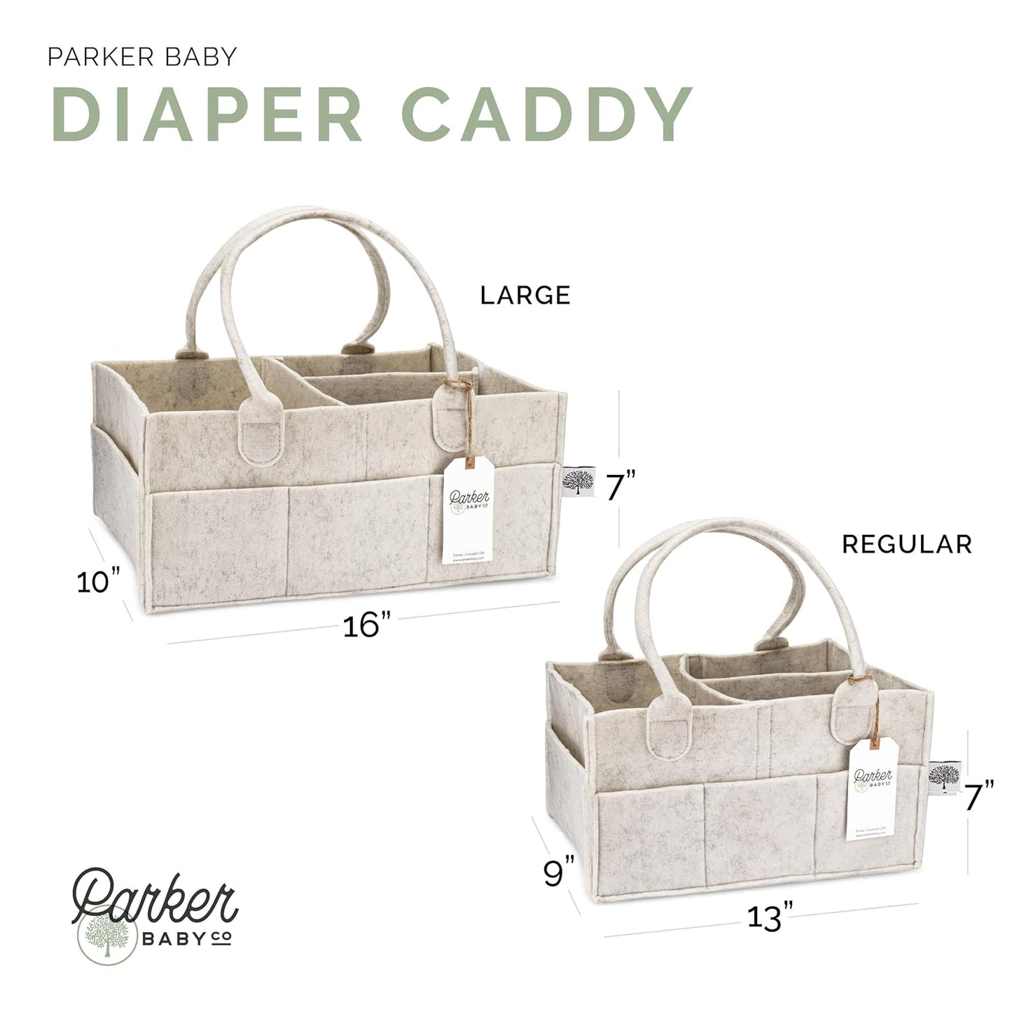 Parker Baby Diaper Caddy - Nursery Storage Bin and Car Organizer for Diapers and Baby Wipes - Oatmeal, Regular