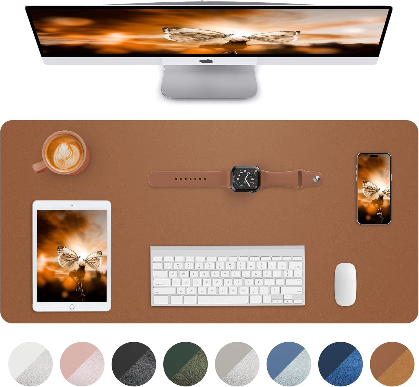Large Desk pad mat,Mouse Pad,Office Desk Mat, Non-Slip PU Leather Desk Blotter,Large Desk pad,Waterproof Keyboard mat for Office/Home/Decor (Black,48" x 17")