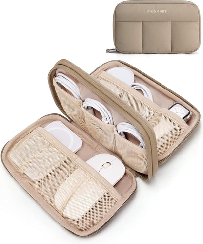 BAGSMART Electronics Organizer Travel Case, Cord Storage for Chargers Cables Phones, Compact Tech Accessories Pouch, Pink