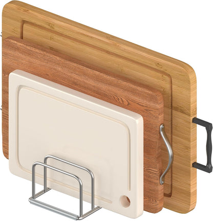 KORRTFID Cutting Board Holder Stand, Chopping Board Storage Rack, Cutting Board Organizer, 304 Stainless Steel Chopping Board Holder, Cookie Sheets Organizer 1.0+1.2 Inch Width Slots(Large)