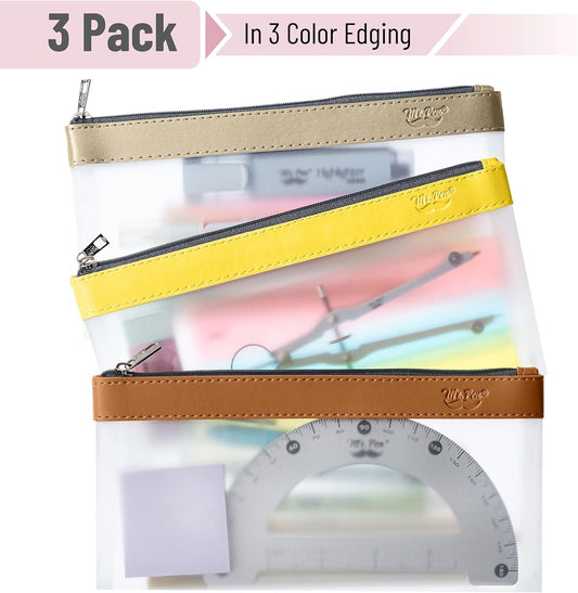Mr. Pen- Clear Pencil Pouch, 8.50"x4.25", 3 Pack, Durable TPU Material, Medium Water-Resistant Pencil Bags with Smooth Zipper, Multipurpose Clear Pouch for Stationery, School, Office, Travel Supplies