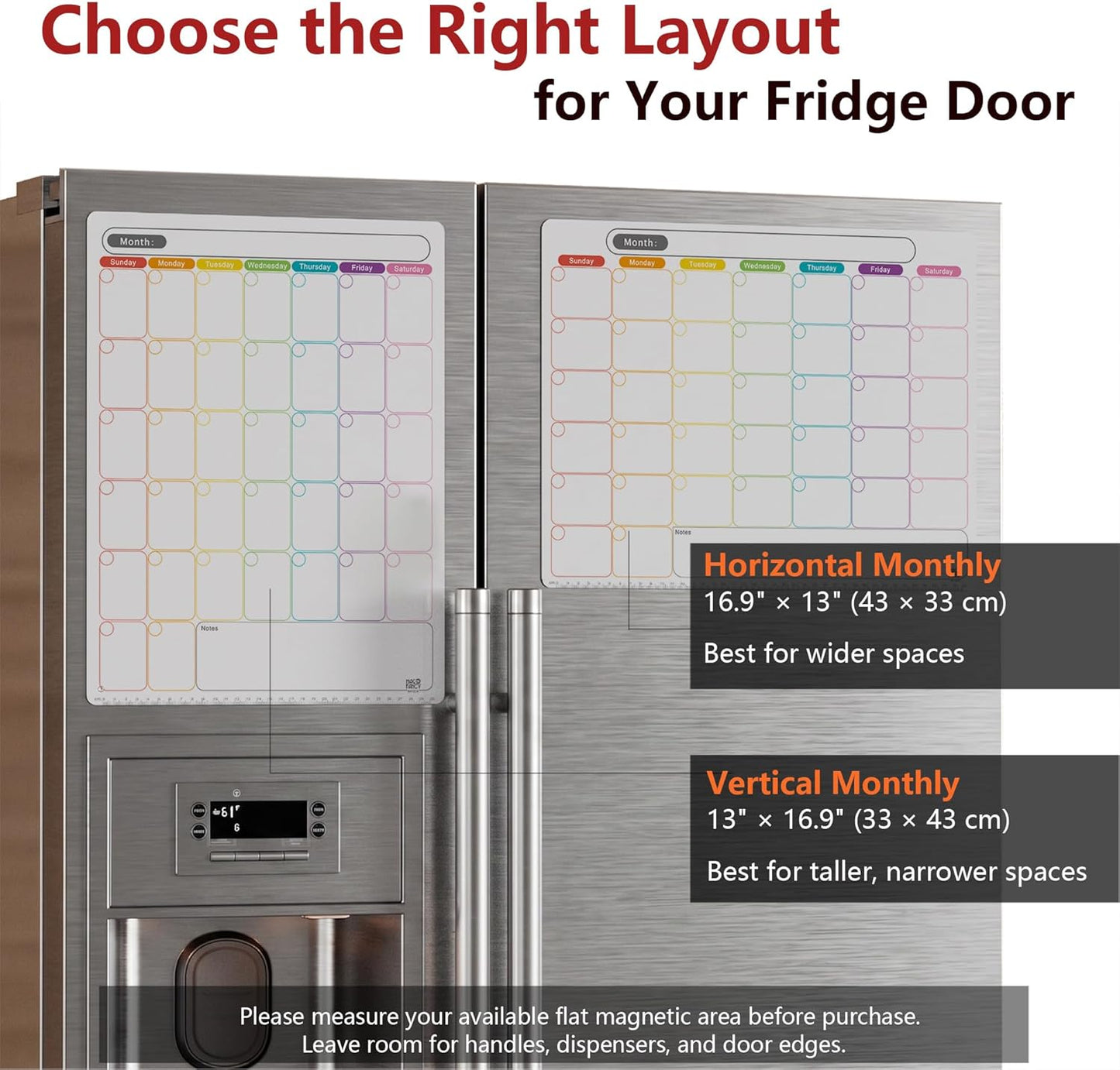 Vertical Magnetic Calendar for Refrigerator Set. Weekly Planner Dry Erase Fridge Calendar Whiteboard Menu Board - Thickened Magnet. Fine Marker & Organizers Reusable for Busy Home & Office