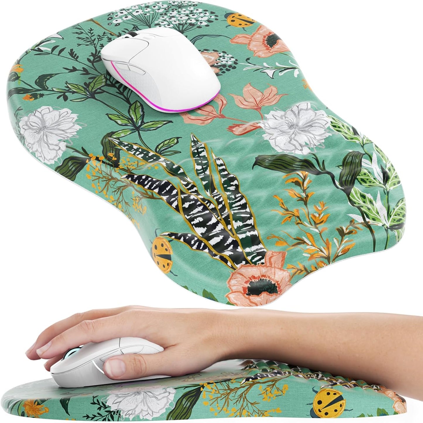 MROCO Ergonomic Mouse Pad with Wrist Support, Memory Foam Wrist Rest Mouse Pad, Non-Slip Base, Smooth Surface for Office & Home, Black