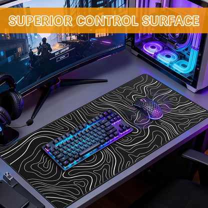 4 Pcs Large Gaming Mouse Pad Black 31.5x11.8 in,Extended Desk Keyboard Pad with Micro Weave Cloth, Edges Stitched Gaming Mouse Pad Pack for Office and Home Use