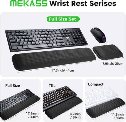 MEKASS Keyboard Wrist Rest, Soft Memory Foam Wrist Support for Keyboard, Keyboard Hand Rest Pad for Wrist Pain Relief, Keyboard Wrist Guard for Long Hours of Work, Gaming, Studying（Classic Black）