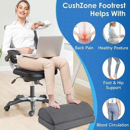 CushZone Foot Rest,Desk & Gaming Accessories,Foot Rest for Under Desk at Work,Comfortable Footrest with 2 Adjustable Heights & Removable Cover, Office Desk Accessories（Gray）
