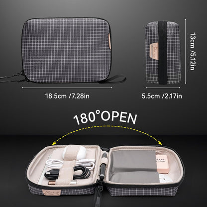 SIMTOP Small Electronics Organizer Travel Case, Portable Tech Case Pouch for Cable, Charger, Phone & Earbuds – Water-Resistant Cord Storage for Commute, Office & Business Trip – Compact Design