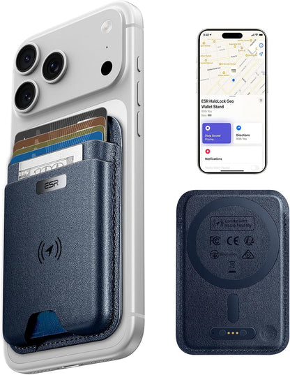 ESR Geo for MagSafe Wallet with Full Find My Functionality, RFID Blocking, 5 Cards Holder for Phone Case, Strong Magnetic Wallet for iPhone 17e/17/16/15/14/13/12 Series, Not for 13/12 Mini, Black