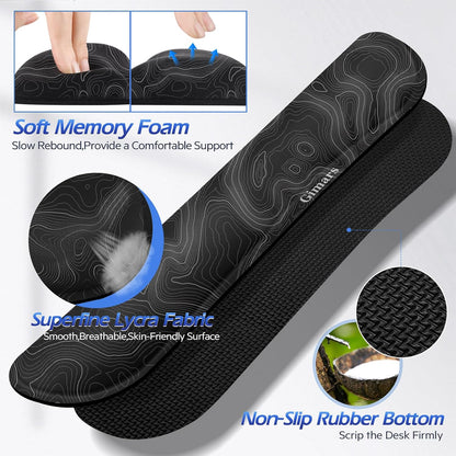Gimars Upgrade Enlarge Silky and Superfine Fabric Gel Memory Foam Keyboard Wrist Rest Set, Ergonomic Keyboard Mouse Wrist Support for Typing Pain Relief, Comfort for Office, Gaming, Computer, Black