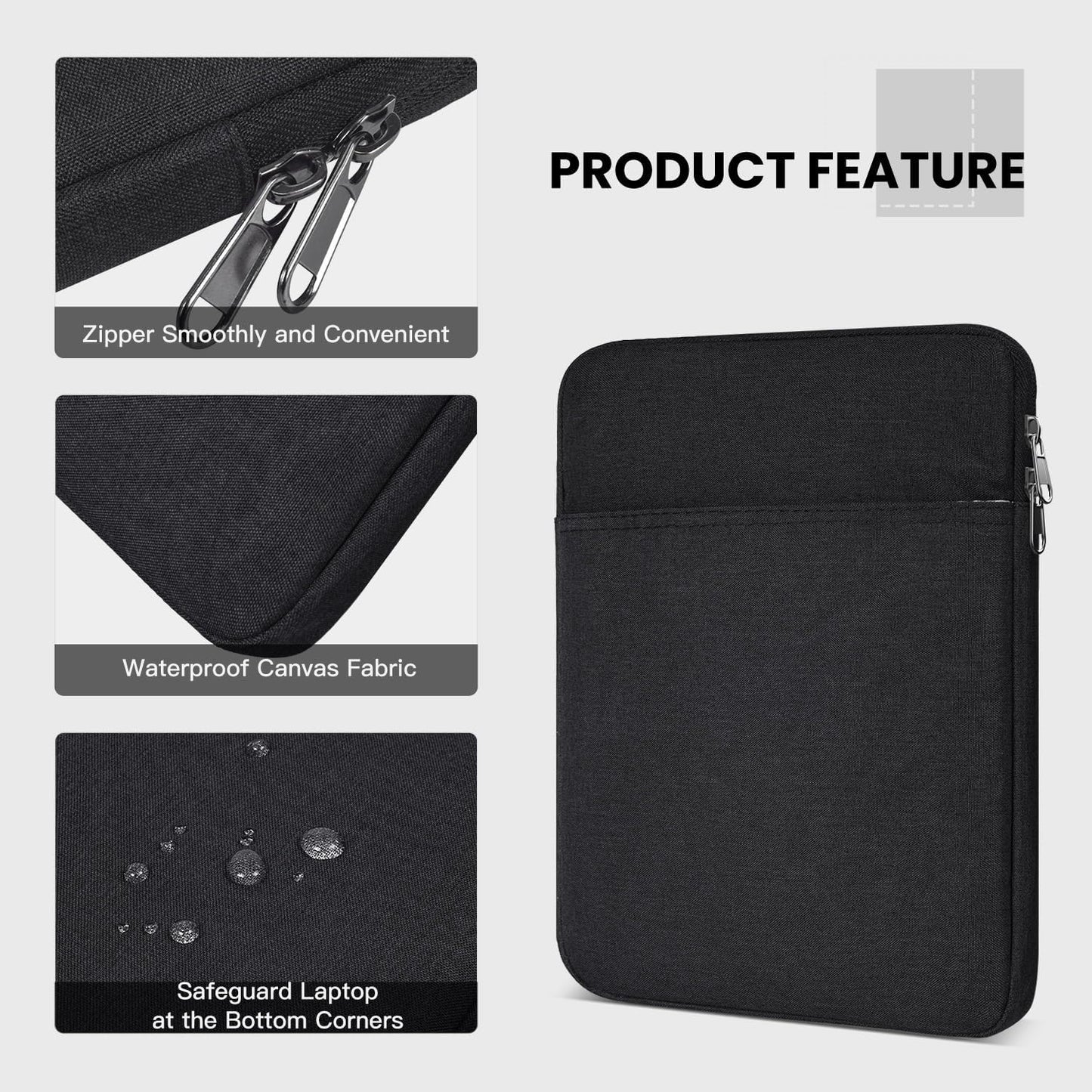 Tablet Sleeve for 2026 iPad A16, 11 inch iPad Air M4 M3 M2, Pro M5, Amazon Fire Max 11 Tablet/Kindle Fire HD 10/10 Plus, Galaxy Tab A9+ Plus Bag, Black