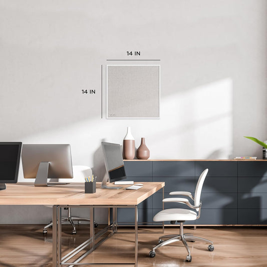 U Brands Farmhouse Linen Bulletin Board, 14" x 14", White Metal Frame, Industrial Grade Pinning Surface