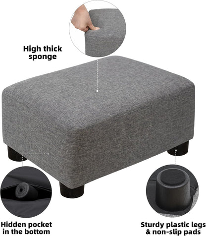 CAROLMADE Small Foot Stool Ottoman Footstool with Legs Under Desk Footrest for Living Room Bedroom and Office, Soft Ivory White
