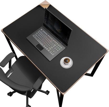 Chihein 2XL 35" x 16" Cork & PU Leather Desk Mat, Dual Sided Desk Pad Protector, Waterproof Writing Blotter for Gaming, Office, Home (Black)