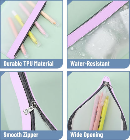 Mr. Pen- Clear Pencil Pouch, 8.50"x4.25", 3 Pack, Durable TPU Material, Medium Water-Resistant Pencil Bags with Smooth Zipper, Multipurpose Clear Pouch for Stationery, School, Office, Travel Supplies