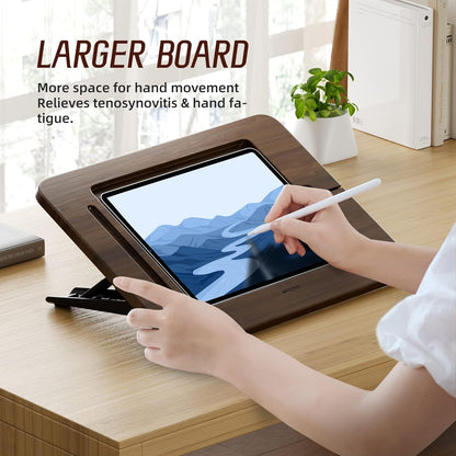 AFOOYO Bamboo Tablet Drawing Stand - Portable & Adjustable 5 Angles,Laptop Stands Riser, Book Reading Stand,Compatible with 9.7/10.2/10.5/10.9/11 inches