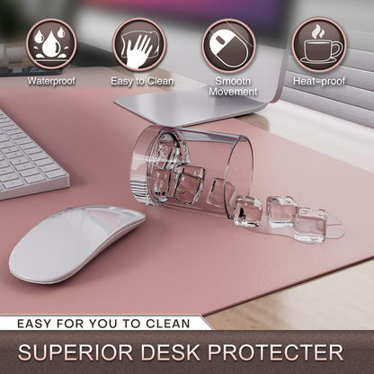 K KNODEL Leather Desk Pad Protector, Office Desk Mat, Large PVC Leather Desk Blotter, Non-Slip Mouse Pad (Dark Brown, 15.7" x 31.5")