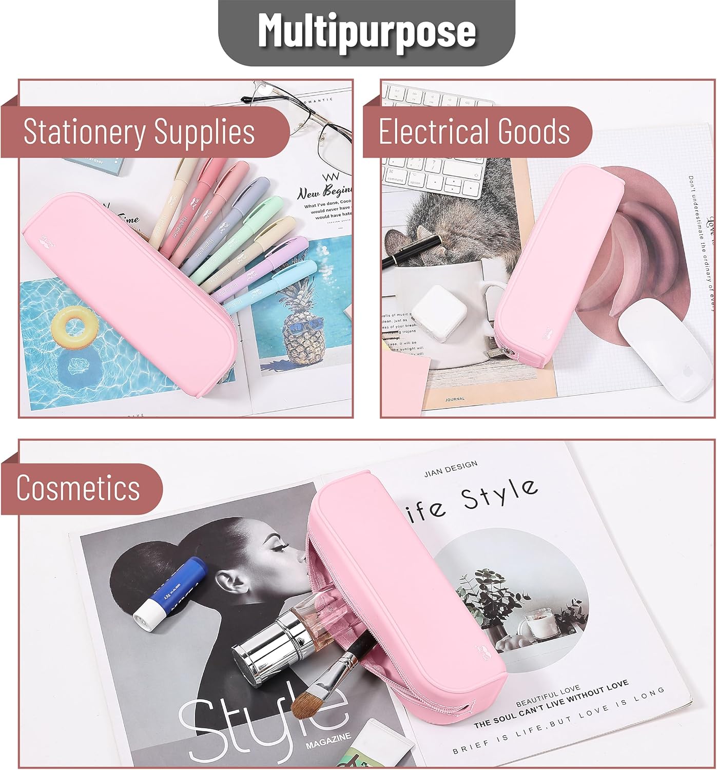 Mr. Pen- Silicone Pencil Case, Aesthetic Pencil Bag for Women, Makeup Pouch, Multifunctional Pouch for Stationery, Cosmetics and Electrical Goods Storage