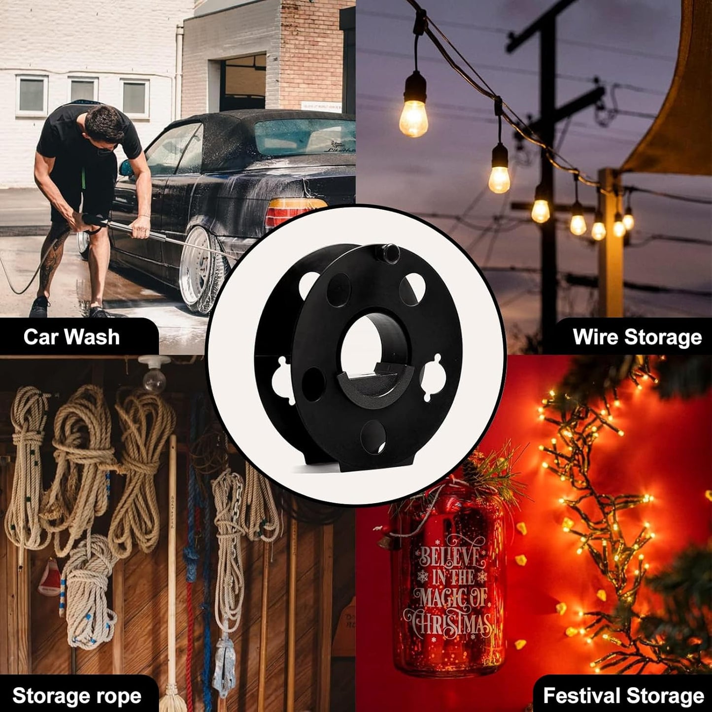 Portable Heavy Duty Cord Storage Reel 1 Pack Easy to Use with Center Rotating Handle 100 Feet for Outdoor Activities