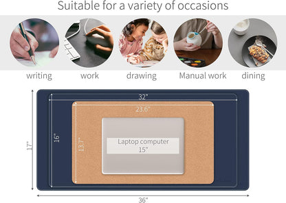 RENMTURE Dual-Sided Mouse Pad, Natural Cork & PU Leather Large Desk Pad for Office and Home Work, Desk Protector Non-Slip, Waterproof, Easy Clean (Olive Green, 32"x16")