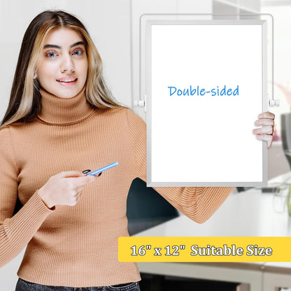 Dry Erase Magnetic White Board, 16" x 12" Double-Sided Desktop Whiteboard with Stand, Portable Small Whiteboard Set for Drawing, Office, Home