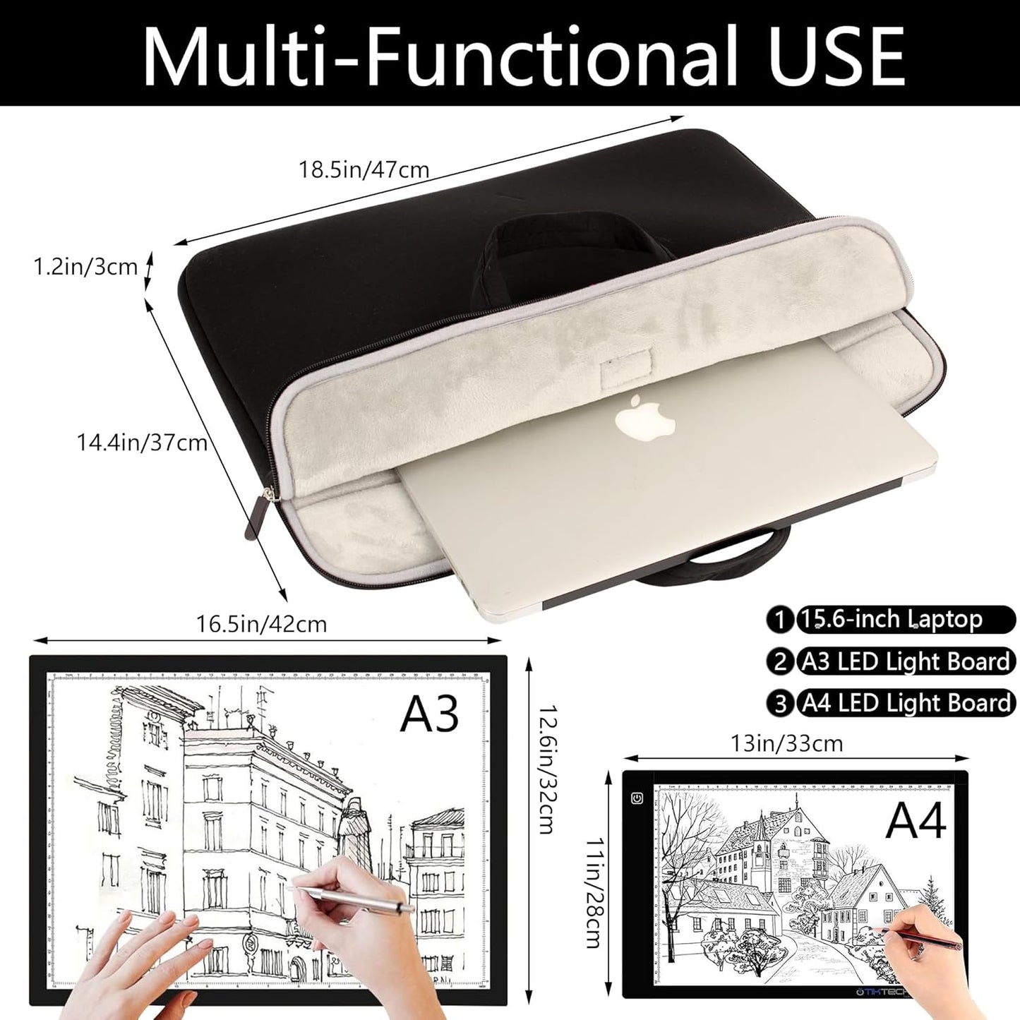 A3 Light Pad Carrying Bag for Diamond Painting,Diamond Painting Light Pad Bag,Laptop Tote Bag,Tracing Light Board Carrying Bag,Padded Fleece Liner Protective Case for A3 Light Pad