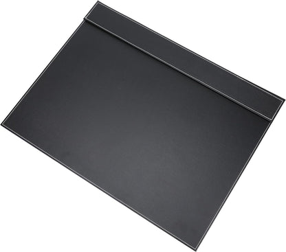 24" x 18" Leather Desk Blotter with Top Rail for Writing Leather Executive Desk Pad Protector Desk Mat for Office Home Workplace Black