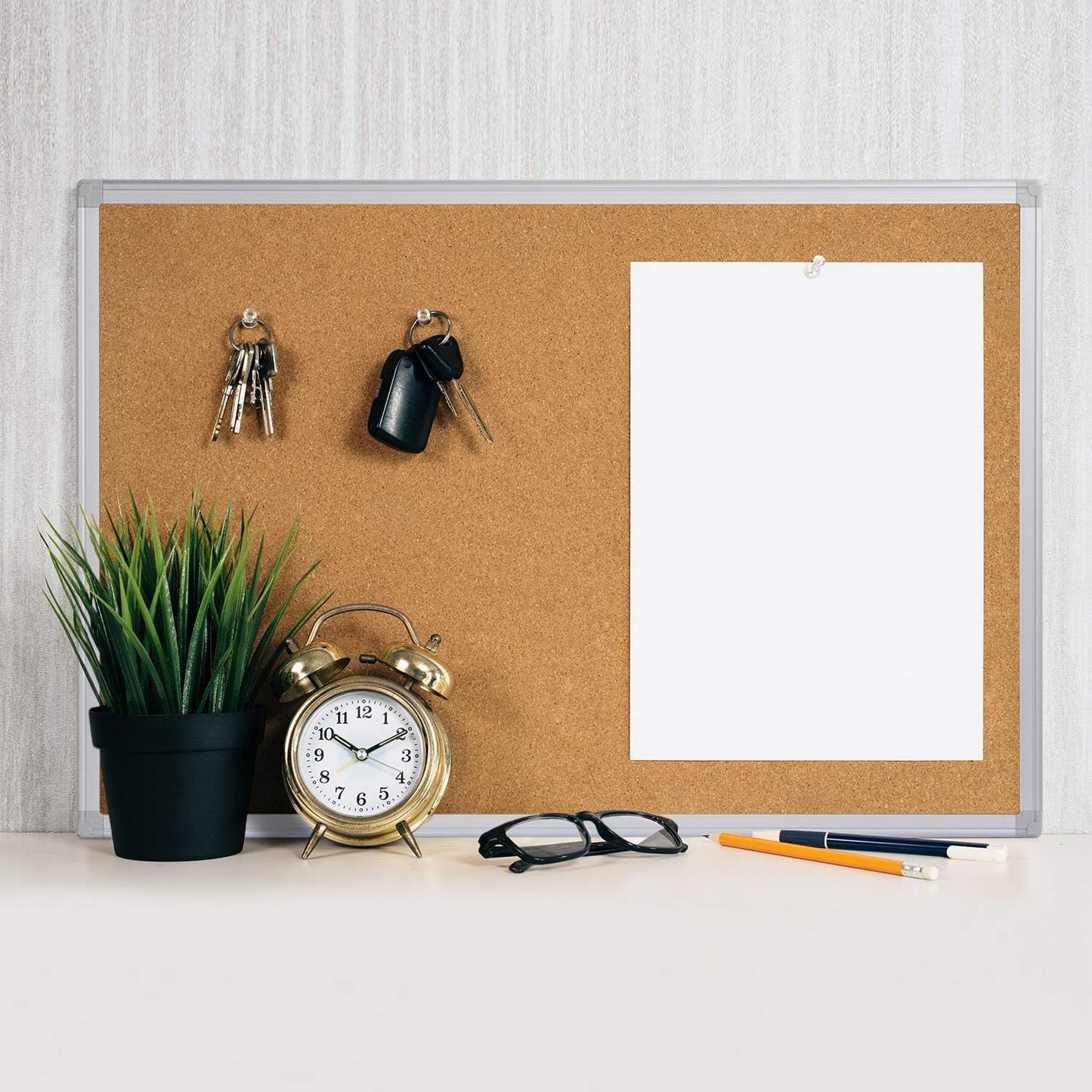 Bulletin Board 36 x 48, Silver Aluminium Framed 4x3 Large Wall Mounted Cork Office Notice Pin Board