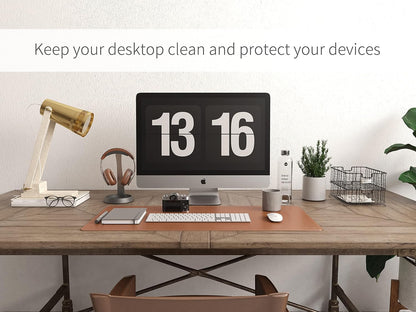 RENMTURE Dual-Sided Mouse Pad, Natural Cork & PU Leather Large Desk Pad for Office and Home Work, Desk Protector Non-Slip, Waterproof, Easy Clean (Olive Green, 32"x16")