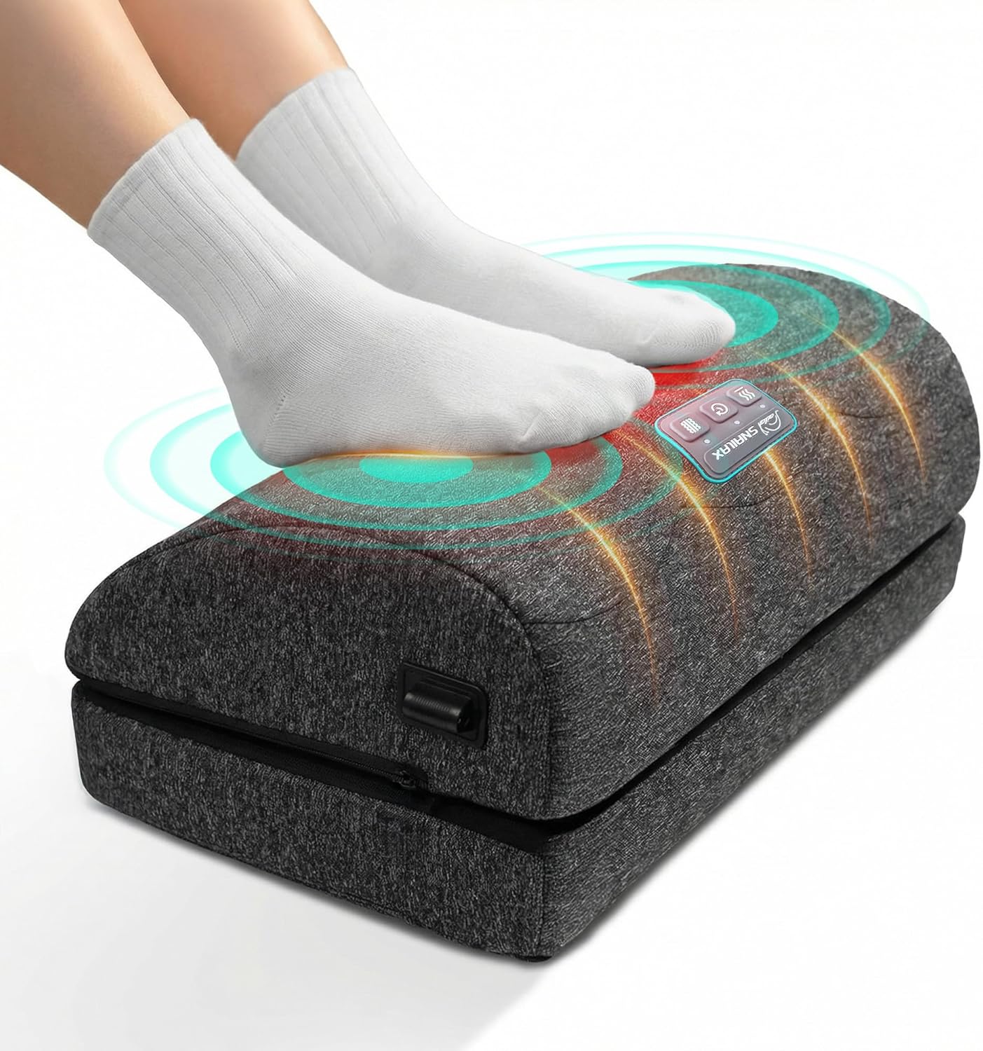 Snailax Heated Foot Rest Under Desk at Work, FSA Eligble Desk Foot Stool with Heat & Vibration Massage, Adjustable Height, 2 Heat Levels Foot Warmer Feet Heater for Office Chair, Gaming Home Use