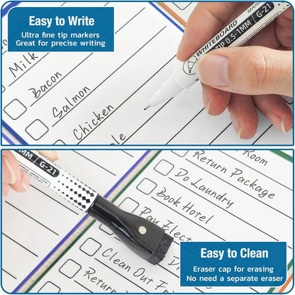 HOMiDEK Dry Erase Whiteboard for Fridge - Magnetic White Board for Refrigerator - 2 Sheets of Weekly Calenders, Monthly Habit Tracker, Memo Pad, to Do List and 4 Markers - 4" x 10"