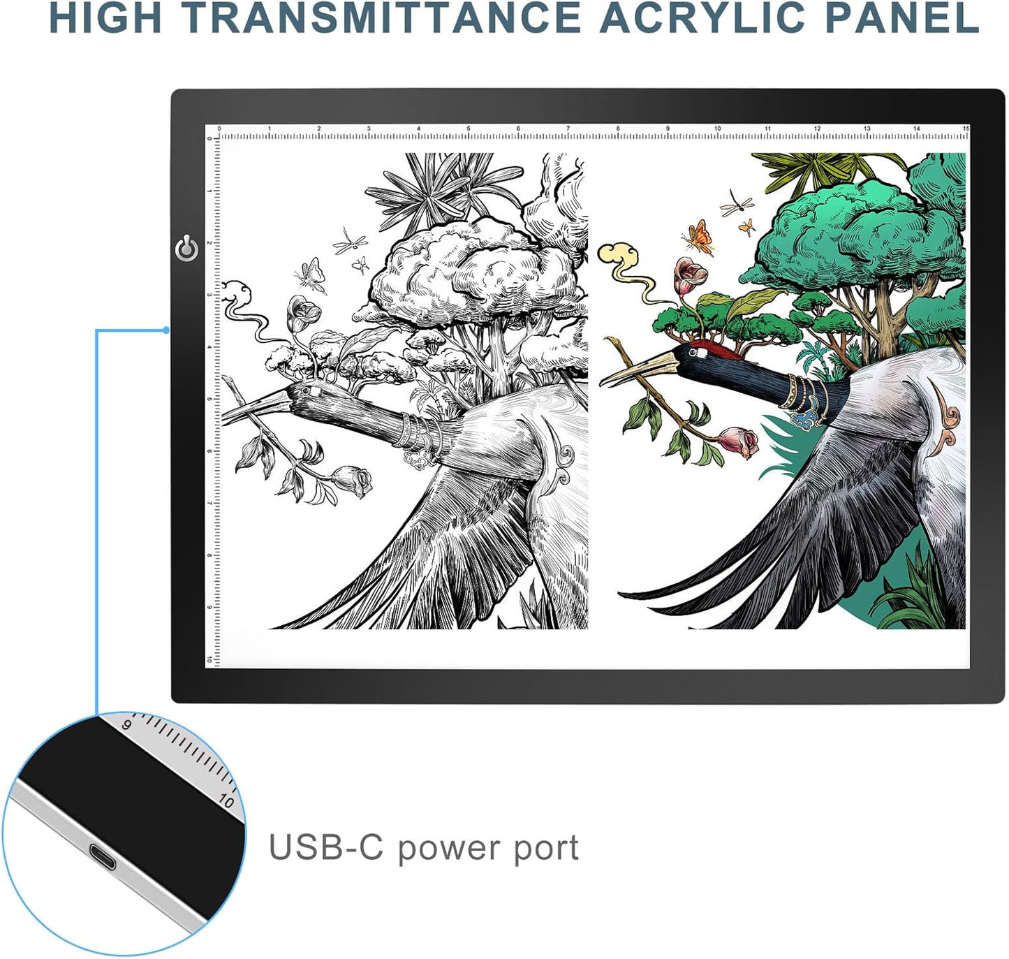 LitEnergy A3 Copy Light Board Tracing Box, Ultra-Thin Adjustable Drawing Tablet USB Power Artcraft LED Tracer Pad for Diamond Art Painting Accessories, Streaming, Sketching, Animation, Stenciling
