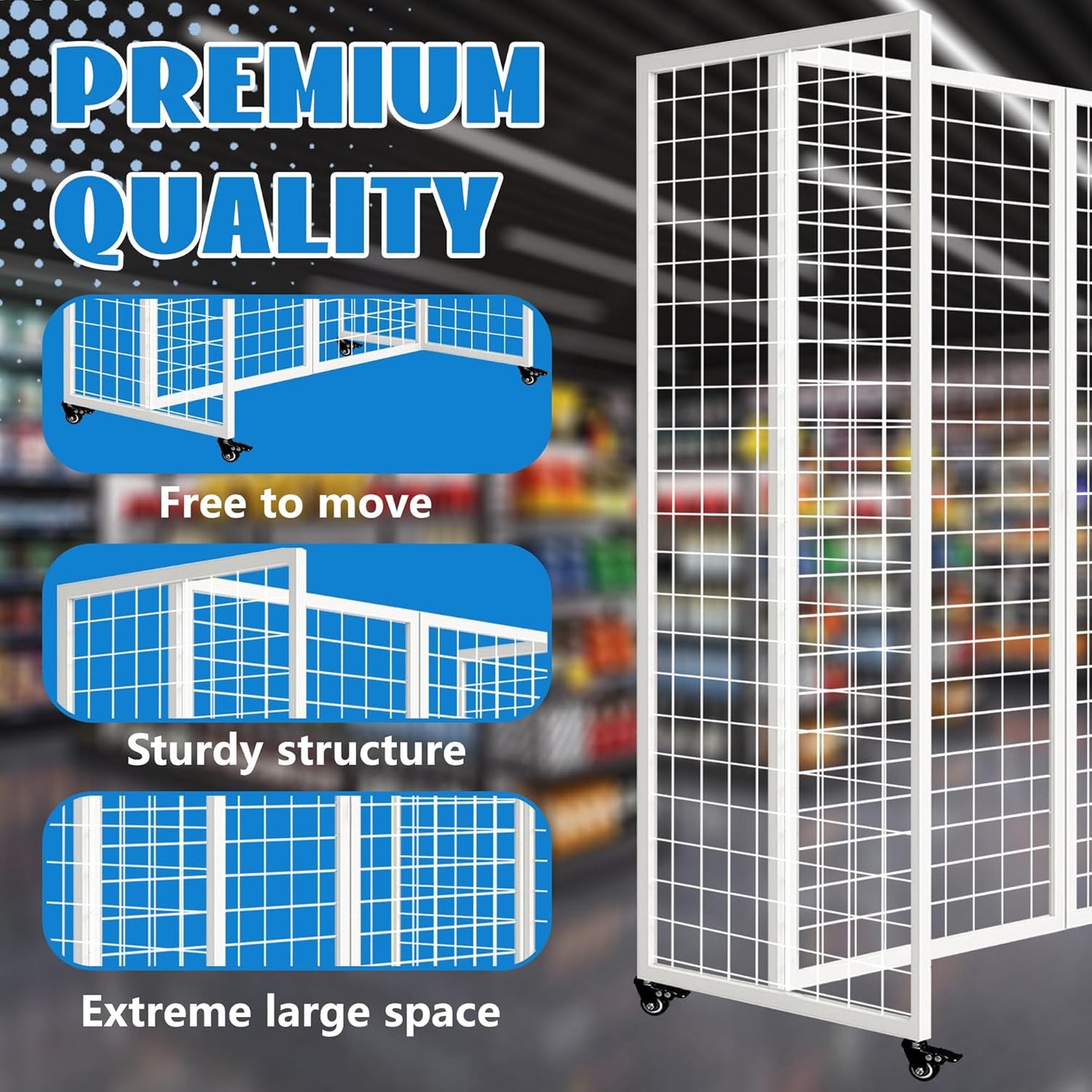 Grid Wall Panels, Grid Wall with Wheels,4x5.5Ft Gridwall Panel Display Stand,Sturdy Art Display Panels, Grid Display Stand, Black
