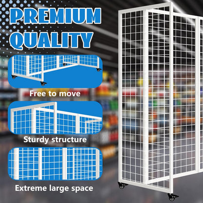 Grid Wall Panels, Grid Wall with Wheels,4x5.5Ft Gridwall Panel Display Stand,Sturdy Art Display Panels, Grid Display Stand, Black