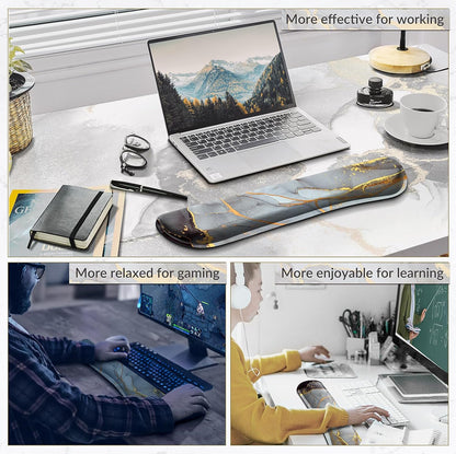 Gimars Upgrade Enlarge Silky and Superfine Fabric Gel Memory Foam Keyboard Wrist Rest Set, Ergonomic Keyboard Mouse Wrist Support for Typing Pain Relief, Comfort for Office, Gaming, Computer, Black