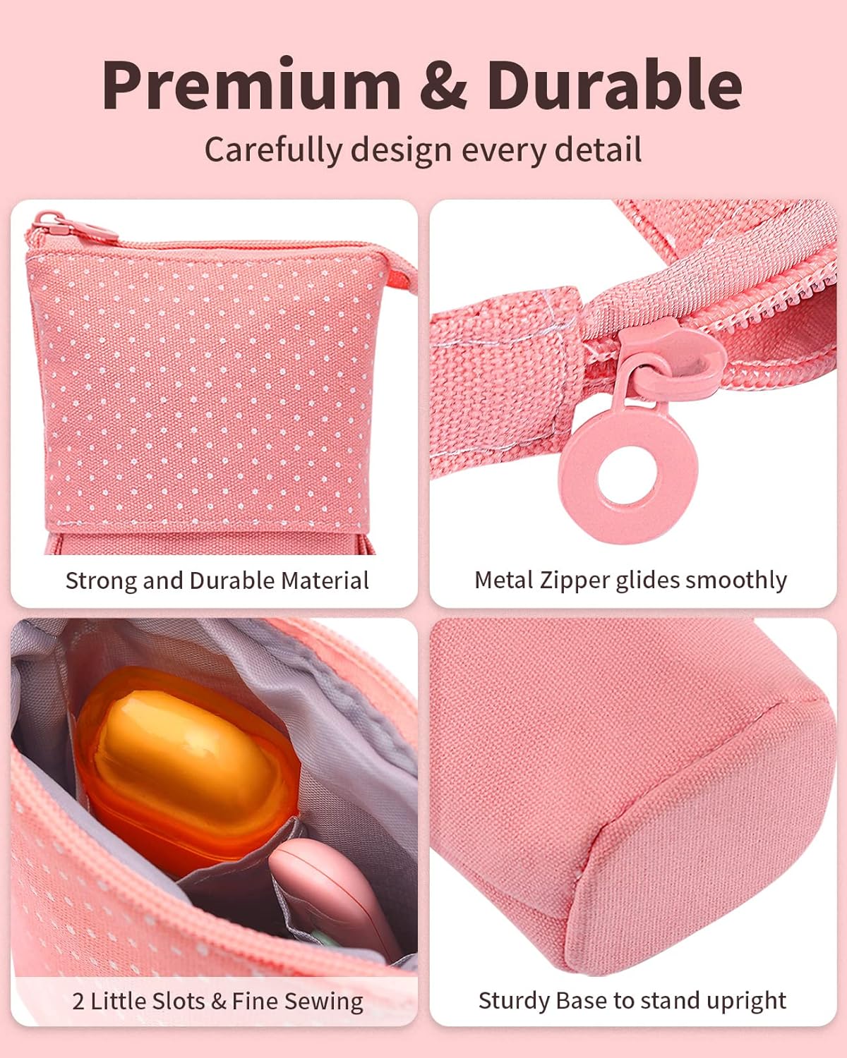 Sooez Standing Pencil Case, Cute Stand up Pencil Pouch, Telescopic Pen Pouch, Portable Pencil Holder, Kawaii Stand up Pencil Case, Spacious Pencil Pouch Bag for School Office Supplies, Black