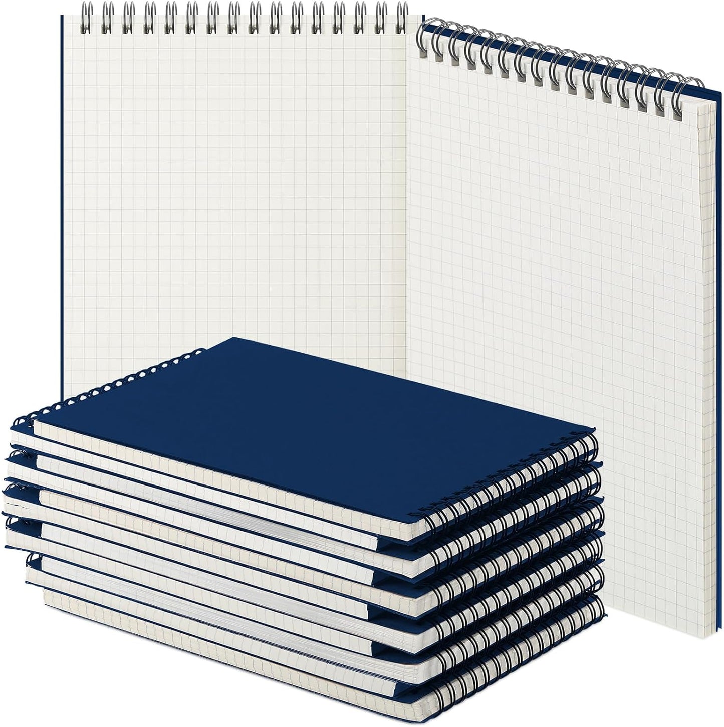 Engrowtic 6 Pack Graph Paper Spiral Notepad A5 Top Wirebound Notepad Grid Notebook Steno Pad Memo Notebook Grid Paper 140 Pages for Writing Sketching Drawing Office Supply (Black)