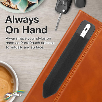 BoxWave Stylus Pouch Compatible with Apple iPhone XR - Stylus PortaPouch, Pen Stylii Holder Carrier Portable Self-Adhesive - Jet Black
