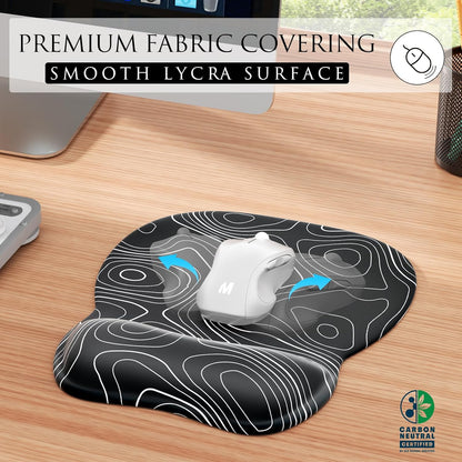 MROCO Ergonomic Mouse Pad with Gel Wrist Rest, Smooth Wrist Support Surface, Non-Slip PU Base for Pain Relief, Comfortable Mousepad for Computer, Laptop, Office & Home, 9.4 x 8.1 in, Black