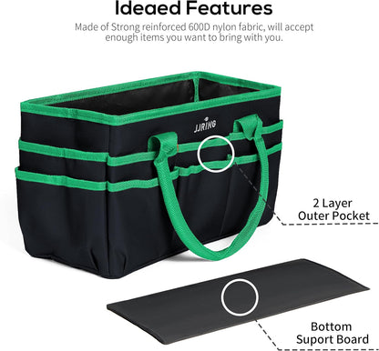 Jjring Craft and Art Organizer Tote Bag - 600D Silver Nylon Fabric Art Caddy with Pockets - for Art, Craft, Sewing, Medical, and Office Supplies Storage