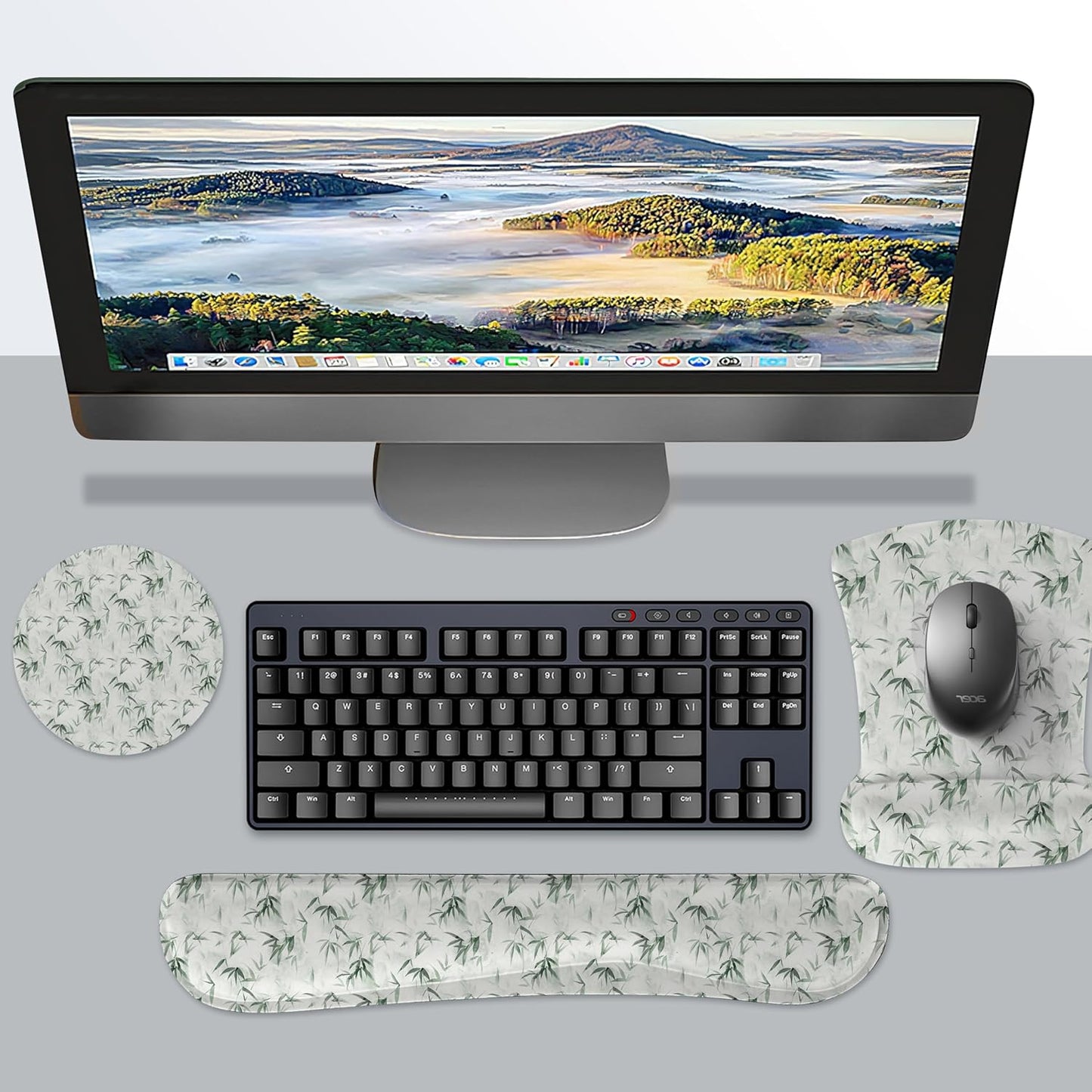 RICHEN Keyboard Wrist Rest Pad and Mouse Wrist Rest Support Mouse Pad Set,Sturdy & Comfortable & Lightweight for Easy Typing & Pain Relief-Ergonomic Support (Brown)