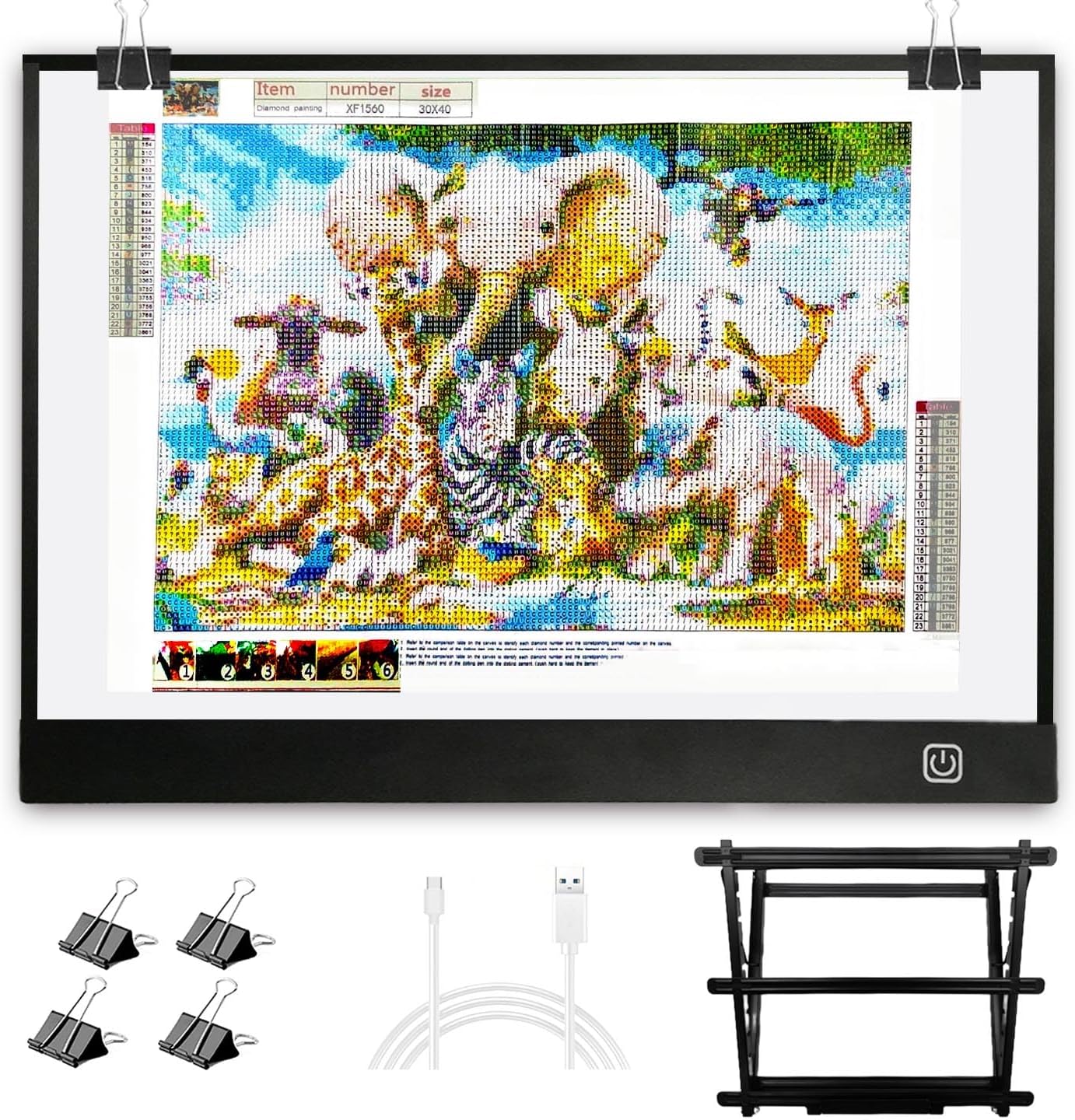 WELZK Diamond Painting Light Board A3, with Large Metal Stand, L:18.5 × W:13.6 inchs Large Diamond Painting Light Pad, Dimmable Diamond Art Light Board