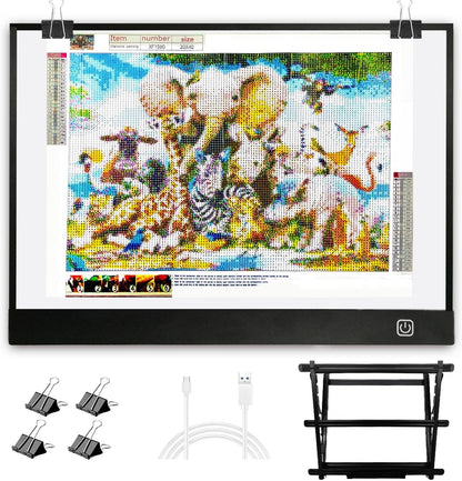 WELZK Diamond Painting Light Board A3, with Large Metal Stand, L:18.5 × W:13.6 inchs Large Diamond Painting Light Pad, Dimmable Diamond Art Light Board