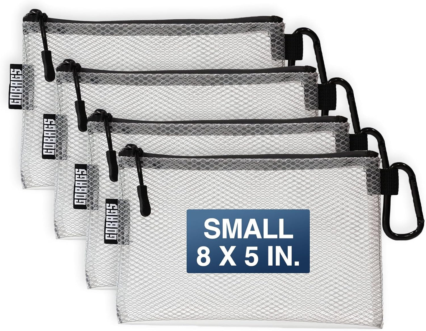 GOBAGS Air Production Multi‑Size Clear Zipper Pouch (4‑Pack) – Cable Organizer & Travel Gear Bag for Electronics, Camera Accessories, Tool Pouch & Small Tech Storage