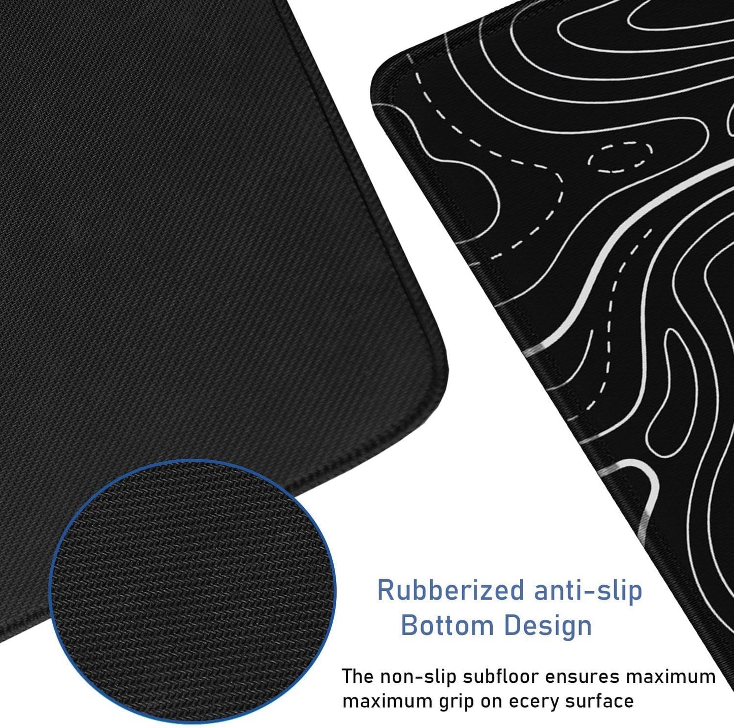 Large Extended Gaming Mouse Pad with Stitched Edges, (31.5X15.7In) Durable Non-Slip Natural Rubber Base, Waterproof Computer Keyboard Pad Mat for Esports Pros/Gamer/Desktop/Office/Home-Black