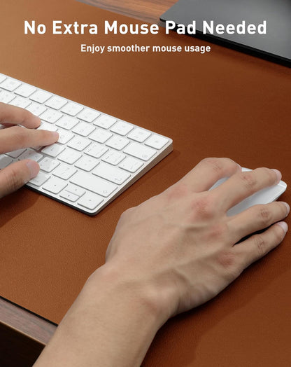 Aothia Non-Slip Waterproof PU Leather Desk Pad Protector for Mouse, Writing Desk, Office, Home, Laptop Blotter, 23.6" x 13.7", Black - Colors B